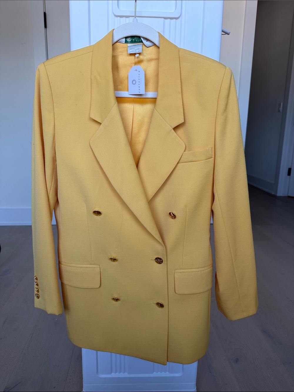 Double-Breasted Yellow Women’s Blazer Jacket